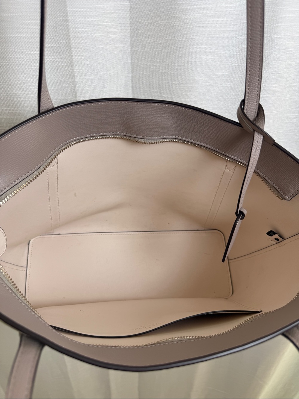 Kate Spade New York Cara Large Tote Gray Pebbled Leather Shoulder Bag - Picture 14 of 17